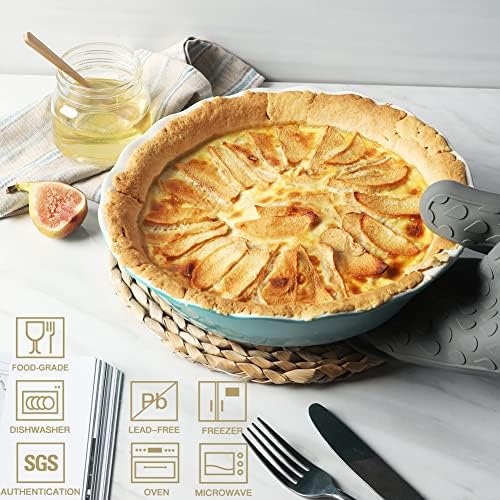 Sweejar Ceramic Pie Pan, 10 Inches Round Baking Dish for Dinner(White)