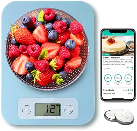 Digital Food Scale for Weight Loss - Smart Food Scale with Nutritional Calculator, Kitchen Scales for Food Grams and Ounces, Food Weight Scale for Baking, Diet, Diabetics, Calories 0.1oz/1g (3g-5kg)