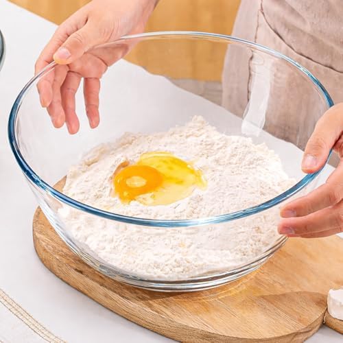 6 QT Large Glass Mixing Bowl with Lid for Sourdough Bread Making & Proofing