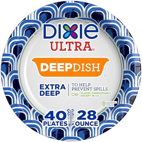 Dixie Ultra Deep Dish Paper Plates, 40 Count, 28 oz, Disposable Plates,
