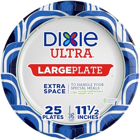 Dixie Ultra Heavy Duty Paper Plates, Large, 11-Inch, 25 Count, 3X Stronger*