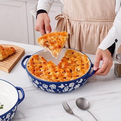 Wisenvoy Pie Pan Ceramic Pie Dish 9.8 Inches Pie Plate Porcelain Deep Dish Pie Pan Non-Stick Pie Pans