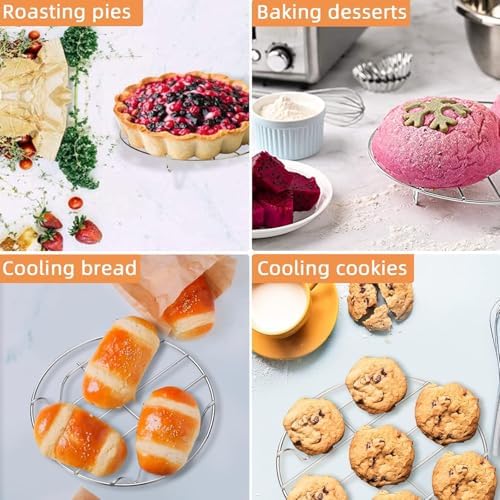 TamBee 9 Inch Round Cooling Racks for Cooking and Baking 304 Stainless Steel Cooling Racks Baking and Cooling Steaming Rack w Stand Cookware for Air Fryer Pressure Cooker Canning