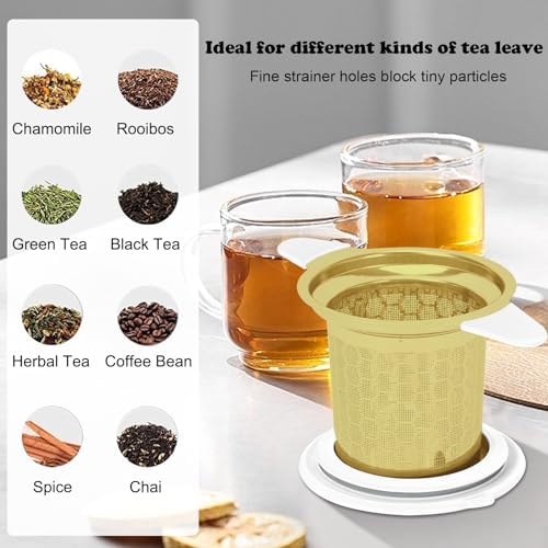 Tea Infuser for Loose Leaf Tea, 304 Stainless Steel Strainer Basket Gold