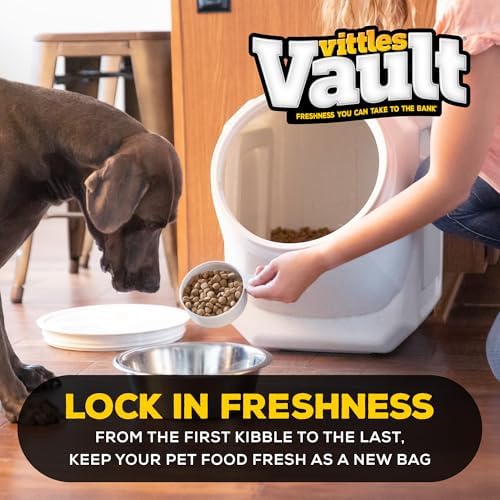 Vittles Vault Traditional Dog and Cat Food Container + Scoop, Gray, 60lbs