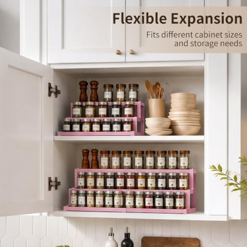 Expandable Spice Rack Organizer for Cabinet, Supports 17.6 lbs Per Tier