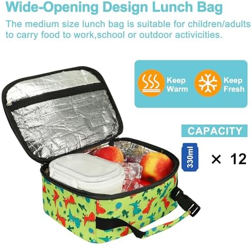 esouler Lunch Box Kids Insulated Lunch Bag for Boys & Girls Durable Children Lunchbox for School with Water Bottle Holder-Orange Dinosaur