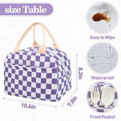Cotton Quilted Insulated Lunch Bag, Reusable Quilted Floral Lunch Tote Bags
