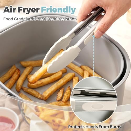 Small Cooking Tongs 7 inch Mini Serving Tongs with Silicone Tips