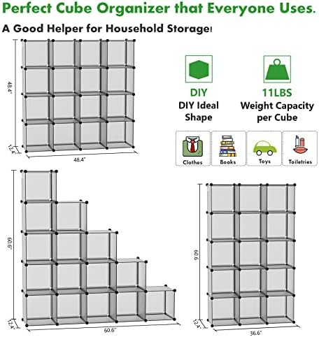C&AHOME 16 Cube Storage Organizer Cube Shelves Units Storage Cubes, Grey
