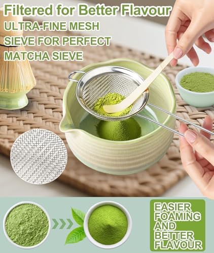 JBER Matcha Set, 7PCS Ceramic Matcha Whisk Set for Matcha Lovers Ceremony