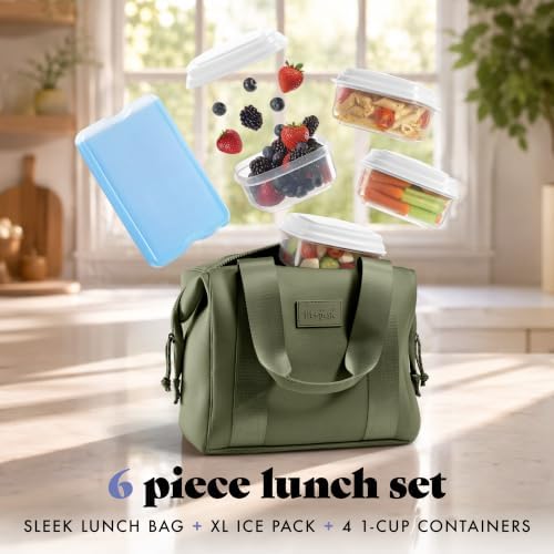 Fit & Fresh Remi Neoprene Lunch Bag for Women w/Ice Pack & Containers