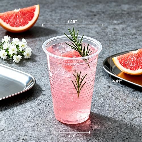 200 pack 12 oz clear plastic cups - Disposable cold drink party cups, Drinking cups for Birthday, Picnic, Travel, Christmas, Wedding and More