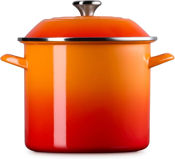 Le Creuset Enamel on Steel Traditional Stockpot, 10 qt., Flame with Stainless Steel Knob