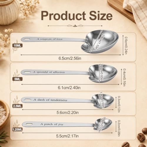 Ouligay Stainless Steel Measuring Spoons Set of 4 Metal Measuring Spoons
