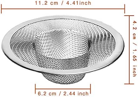 2pcs Heavy Duty Stainless Steel Slop Basket Filter Trap, 4.41" Top / 2.44" Mesh Metal Sink Strainer,Perfect for Kitchen Sink/Bathroom Bathtub Wash Basin Floor Drain Balcony Drain Hole,Utility…