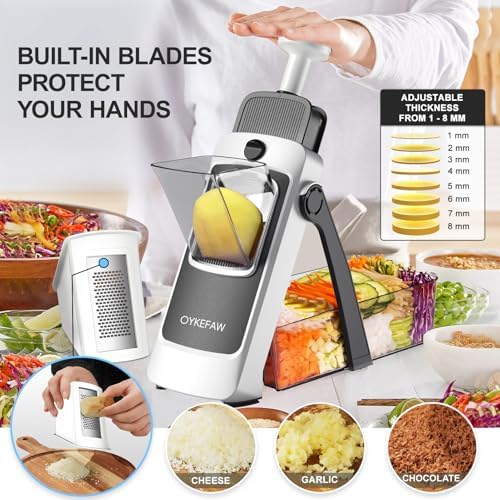 Safe Mandoline Potato Slicer Pro, Gen 4th with Container/Lid/Drain Basket