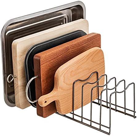 Pot Lid Organizer, Pot Lid Rack Holder, Rest Cutting Board, Bakeware, Pots & Pans, Serving Trays, Reusable Containers in Cabinet Pantry, Stainless Steel