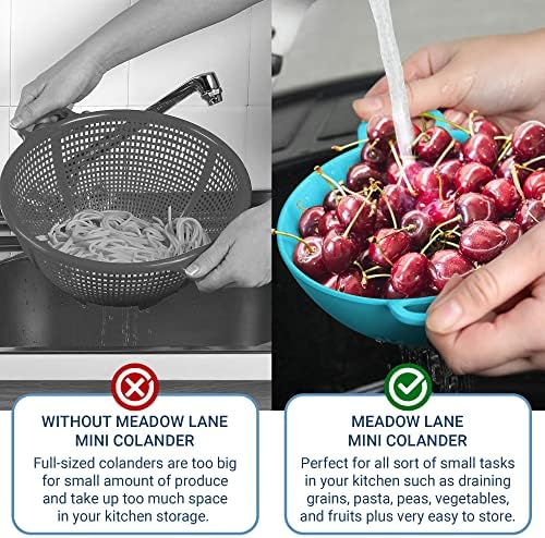 Meadow Lane 6-Inch Small Colanders, 3-Cup Food Strainers, Red/Blue, 2-Pack