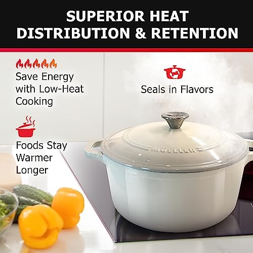 Mueller DuraCast 6QT Enameled Cast Iron Dutch Oven with Lid, Heavy-Duty