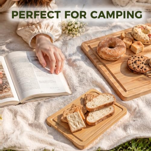 Kikcoin 9"×6" Small Bamboo Cutting Board with Handle, Natural
