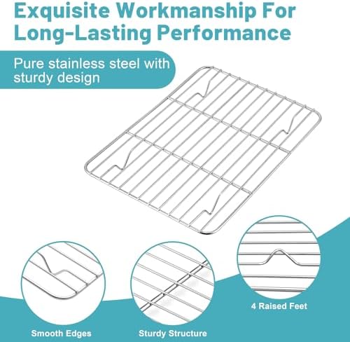 TeamFar Cooling Rack, 8.75” x 6.25” Stainless Steel Wire Baking Rack, 2PCS