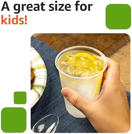 Amazon Basics Small Disposable Clear Plastic Cups, 9oz, 100 Count