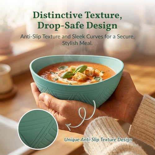 Homienly Wheat Straw Bowls Unbreakable Cereal Bowls 26 OZ Serving Bowls for Snack, Dessert, Dinner, Soup, Rice Microwave and Dishwasher Safe Bowls Set for Kitchen, Party, Dorm, RV (4 PCS Multi)