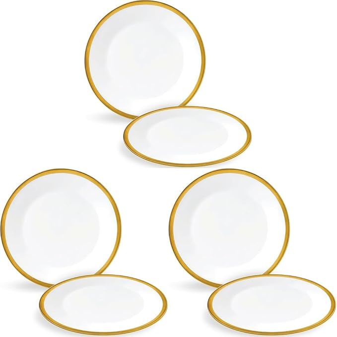 Blue Sky Organic Tray Gold Rim (2 ct) - 14" Round White Plastic Disposable Serveware with Elegant Gold Trim - Perfect for Parties and Events (Pack of 3)