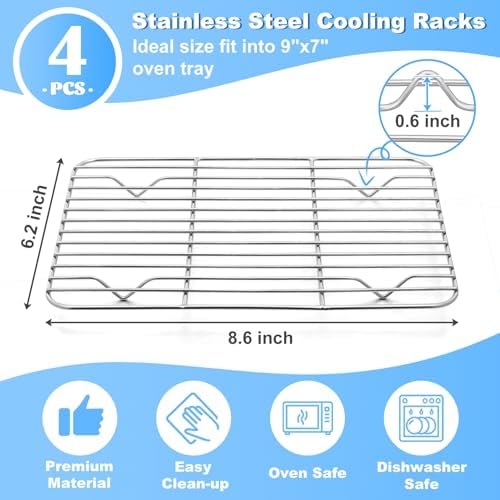 P&P CHEF 4 Pcs Baking Wire Rack for Cooling, 8.6 Inch