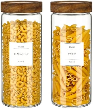 CONNOO 2-Pack 50oz Glass Storage Containers with Wood Lids