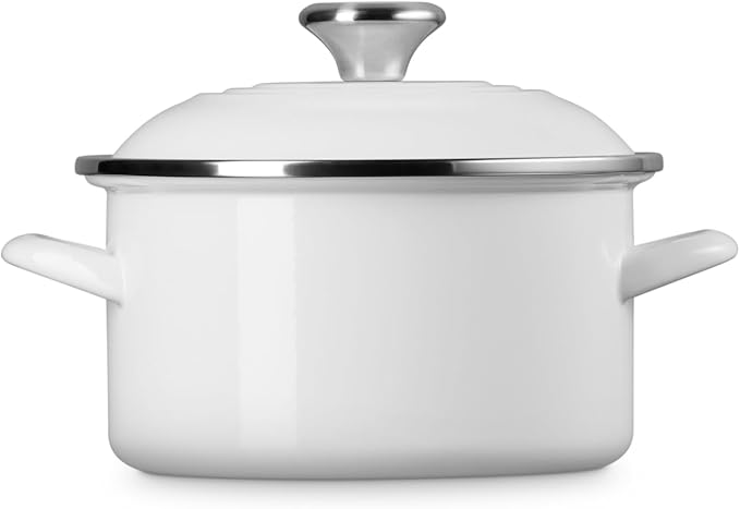 Le Creuset Enamel on Steel Traditional Petite Stockpot, 3.8qt., White