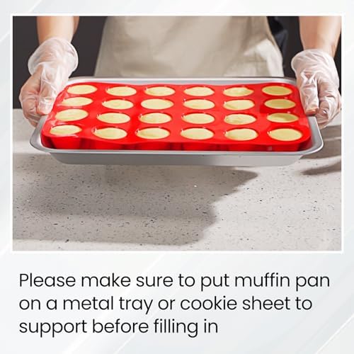 Redfly 2 Pack Silicone Mini Muffin Pan & Cupcake Pans for Baking - 24 Cup Mini Size BPA Free Egg Bites Molds