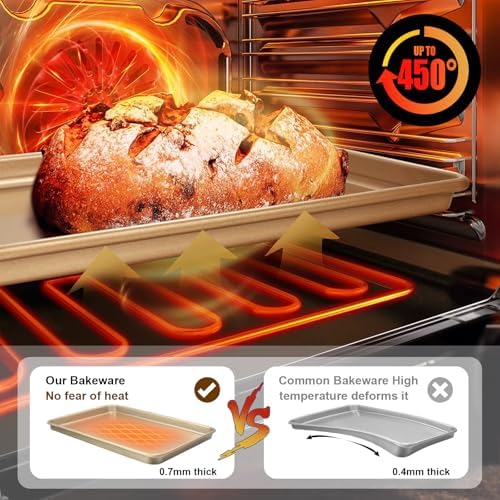 Wildone Baking Sheet Pan Set of 2, Nonstick Cookie Sheets for Baking