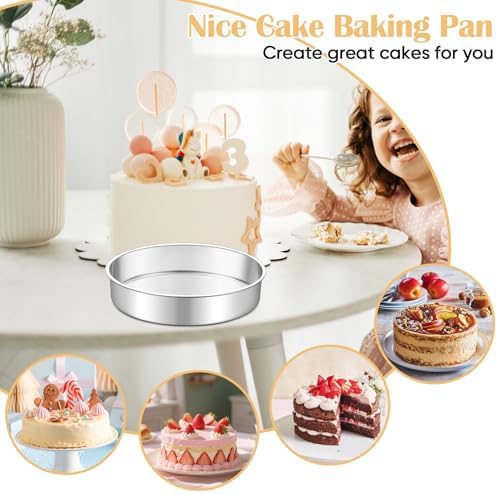 TeamFar 9 Inch Cake Pan Set of 2, Stainless Steel Round Cake Baking Pan