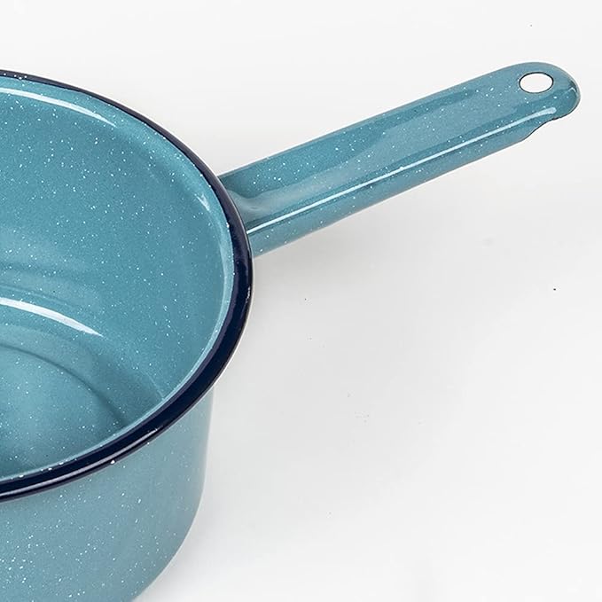 CINSA 2-Quart Saucepan - Enamel on Steel Durable Non-Stick Cookware for Indoor & Outdoor Cooking - Dishwasher Safe, Non-Porous & Antibacterial Porcelain Finish (Turquoise Blue)