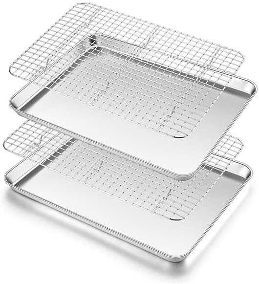 Homikit Jelly Roll Pan with Cooling Rack Set (2 Pans+2 Racks), 16" x 12"