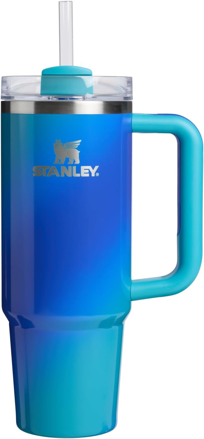 STANLEY Quencher H2.0 Tumbler with Handle and Straw 30 oz | Flowstate 3-Position Lid | Cup Holder Compatible for Travel | Insulated Stainless Steel Cup | BPA-Free | Sea Glass Aura