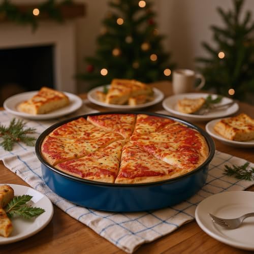 3-Pack Enamel Roasting & Baking Pan Set 10/12/14 Inch Round Cake Pans, High Temperature Resistant Baking Dishes for Turkey Pizza Casseroles Oven Bakeware PFOA & PTFE Free Ideal Gift for Mom - CookWare