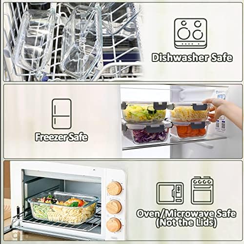 M MCIRCO 6 Pack Extra Large Glass Food Storage Containers with Lids