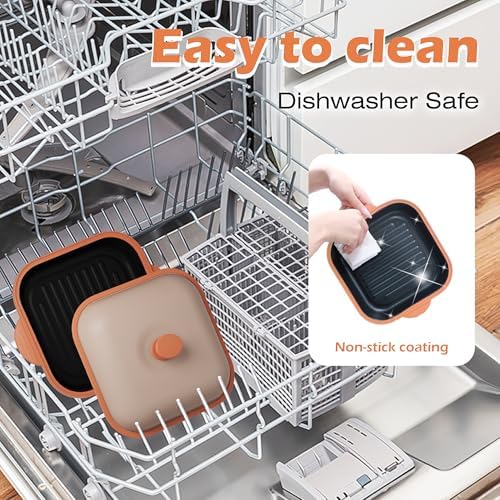 Microwave Grill Pan with Cover | Microwave Bacon Cooker | Griller & Crisper Pan for Grilling, Frying, Browning and Crisping | Microwave Cookware for Grill Meat | Dishwasher Safe for Dorms,Office,RV