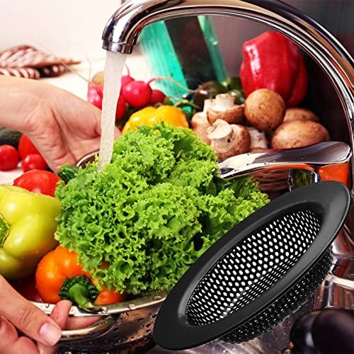 2 Pcs Black Stainless Steel Mesh Sink Drain Strainer, 2.75" Top/1.66" Kitchen Filter Trap Basket,Large Food Catch for Bathroom Bathtub Wash basin Floor drain balcony RV Drain Hole Electroplated Coatin