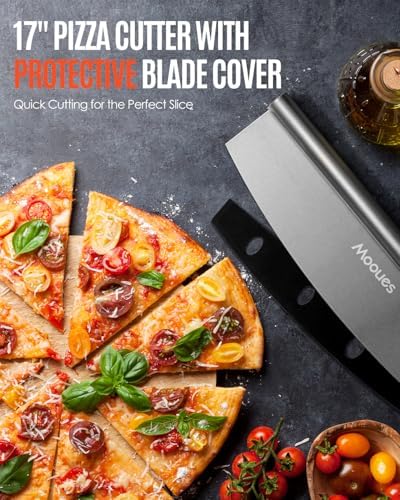 Mooues Pizza Peel Aluminum 17 inch Pizza Spatula with Rocker Cutter
