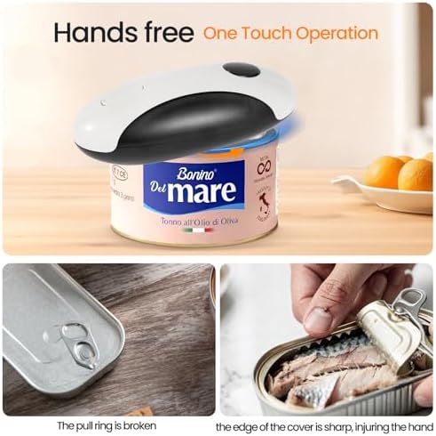 Rechargeable Electric Can Opener, Hands Free for seniors，Food Safe Automatic Can Opener with Smooth Edge,Easy to Use,Works with All Standard Cans (Black)
