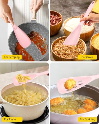 BUNDLEPRO Silicone Cooking Spoons for Nonstick Cookware, One-Piece, 2 Pack
