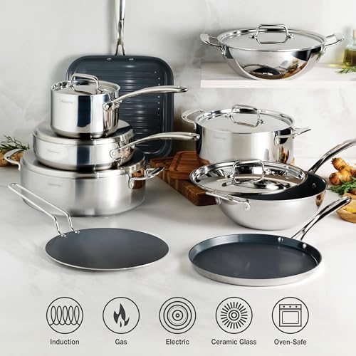 Tramontina Utsava Tri-Ply Clad Stainless Steel 5-Quart Casserole with Lid