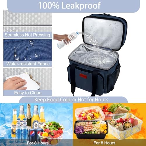 GLENKEY Expandable Lunch Box Insulated Leakproof Cooler Bag Work Outdoor