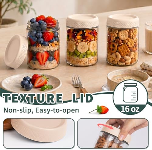 16 oz Overnight Oats Containers with Lids, Yogurt Containers with Lids