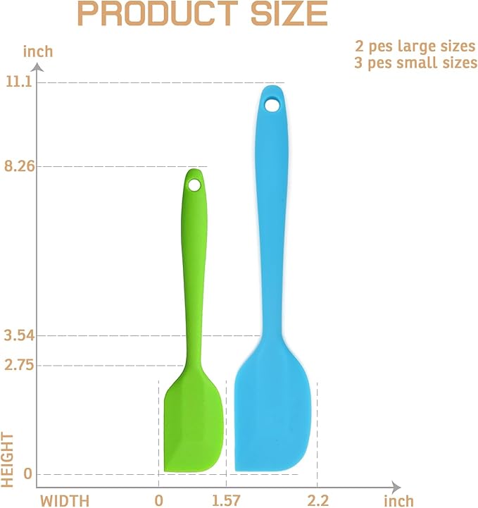 Silicone Spatula 11 inch and 8.3 inch Heat Resistant Rubber Spatulas Cooking Utensil Set Non-Stick Flexible Rubber Baking Spatulas for Cake/Cream/Pastry/Butter/Batter Mixing/Cooking