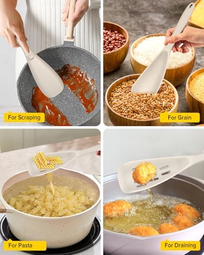 BUNDLEPRO Silicone Cooking Spoons for Nonstick Cookware, One-Piece, 2 Pack